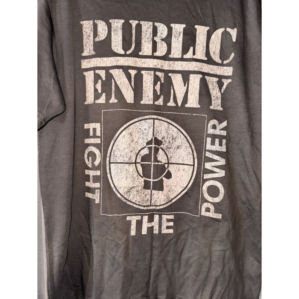 Public Enemy "Fight The Power" Graphic Tee Gray Size M 100% Cotton Official - Picture 2 of 4